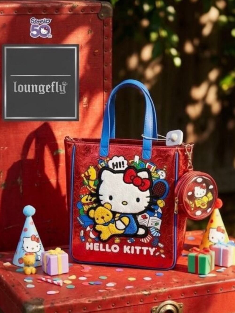 Loungefly Sanrio Hello Kitty 50th Anniversary Metallic Tote & Coin Bag NWT